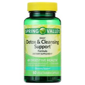 Spring Valley Daily Detox & Cleansing Support Formula Vegetarian Capsules Dietary Supplement, 60 Count