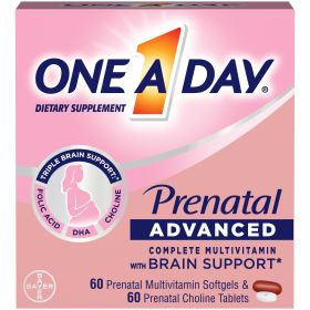 One A Day Advanced Prenatal Multivitamin with Choline;  60+60 Count