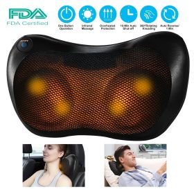 Back Neck Massage Pillow Kneading Massager In-Car Thermotherapy Massage Pillow w/ Car Charger US Plug