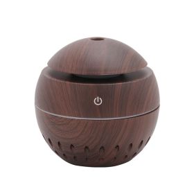 Wood Grain Humidifier USB Colorful Night Light Car (Color: Brown)