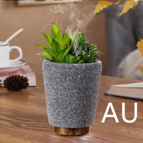 Simulation Of Green Plant Ultrasonic Aromatherapy Humidifier (Option: Grey-AU)