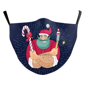 Christmas Beard Digital Printing Face Creative Double-layer Dust Mask (Option: B178 1855-Adult Average Size)