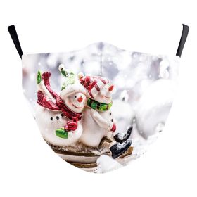 Christmas Snowman Digital Printing Double Layer Dustproof Mask (Option: B1781149-Adult Average Size)