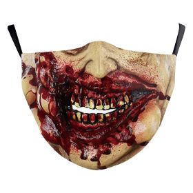 Halloween Digital Printing Funny Face Double-layer Dust Mask (Option: B178 992-Adult Average Size)