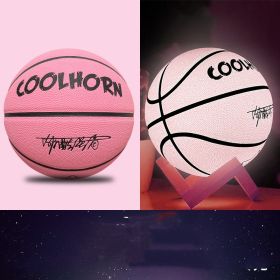 Luminous Luminous Basketball PU Soft Leather Outdoor Wear-resistant And Non-slip (Option: Luminous pink-7Ball)