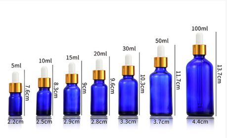 Glass Fine Oil Bottle Avoid Light Glue Head Dropper Bottle  Stock Bottling Cosmetics (Option: Blue-30ml)